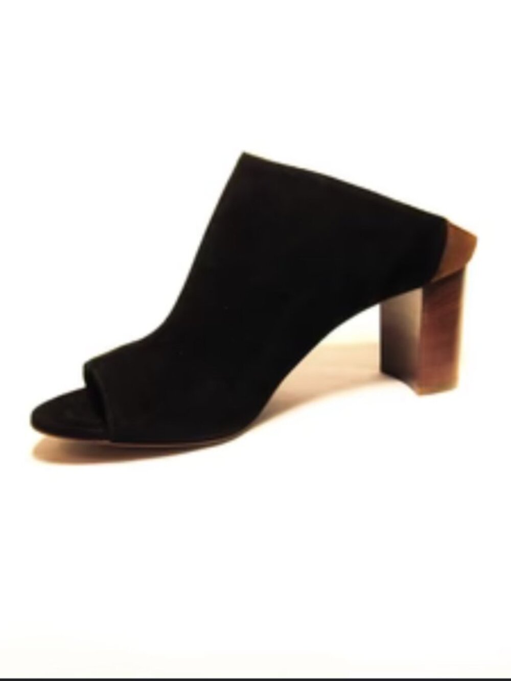 Aquatalia Black Suede Open-Toe Mule Heels